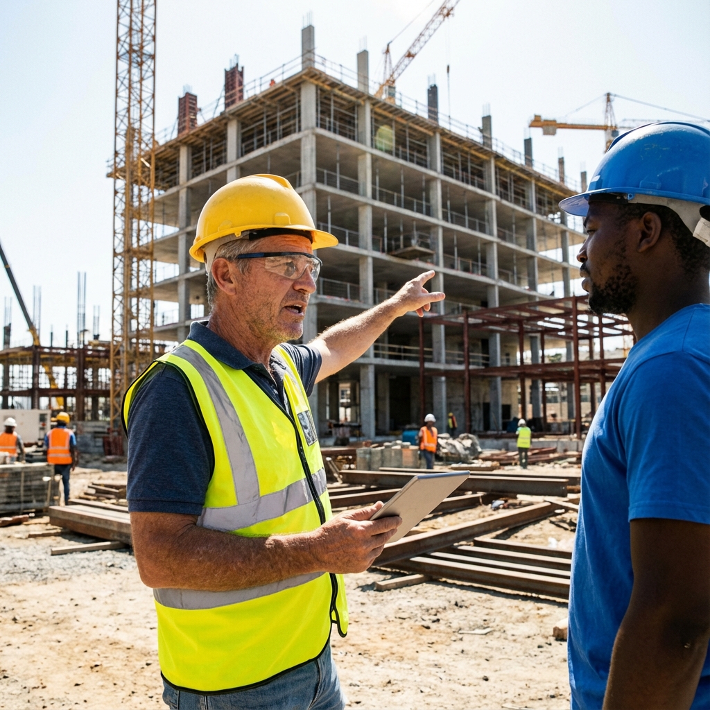 Chef de chantier sur tablette